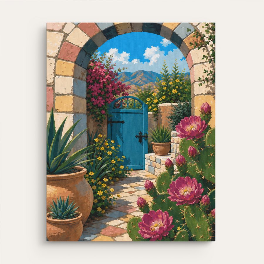 Garden Archway paint by numbers kit gift canvas mockup