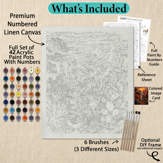 What's included with the Sunset Canyon River paint by numbers kit