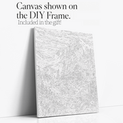 Alpine Flower Trail Cabin paint by numbers kit with DIY frame canvas mockup