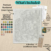 What's included with the Blooming Canal DIY frame paint by numbers kit gift
