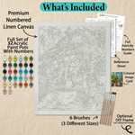What's included with the Botanical Glasshouse paint by numbers kit