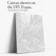 Cabin Rapids paint by numbers kit with DIY frame canvas mockup