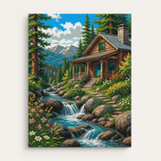 Cabin Rapids paint by numbers kit gift canvas mockup