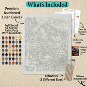 What's included with the Cozy Mountain Station DIY frame paint by numbers kit gift