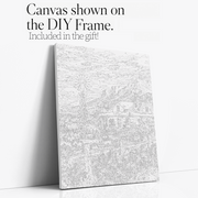 Frontier Ranch at Dawn paint by numbers kit with DIY frame canvas mockup