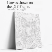 Garden Archway paint by numbers kit with DIY frame canvas mockup