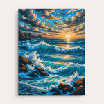 Golden Hour Waves paint by numbers kit gift canvas mockup