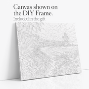 Hidden Paradise paint by numbers kit with DIY frame canvas mockup
