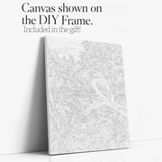 Kingfisher Grove paint by numbers kit with DIY frame canvas mockup