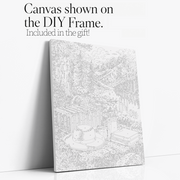 Lakeside Picnic paint by numbers kit with DIY frame canvas mockup