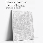 Mediterranean Night Glow paint by numbers kit with DIY frame canvas mockup