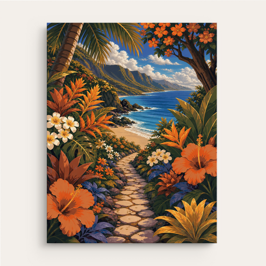 Path to Paradise paint by numbers kit gift canvas mockup