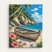 Rowboat Shore paint by numbers kit gift canvas mockup