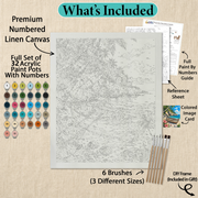 What's included with the Rowboat Shore DIY frame paint by numbers kit gift