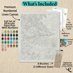 What's included with the Rowboat Shore paint by numbers kit