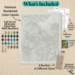What's included with the Stream Cottage paint by numbers kit