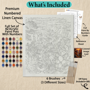 What's included with the Sunset Canyon River DIY frame paint by numbers kit gift
