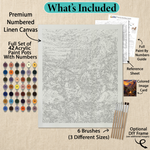What's included with the Tales Around the Campfire paint by numbers kit