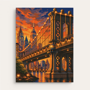 Urban Bridge at Dusk paint by numbers kit gift canvas mockup