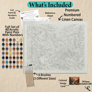 What's included with the Warmth by the Water DIY frame paint by numbers kit gift