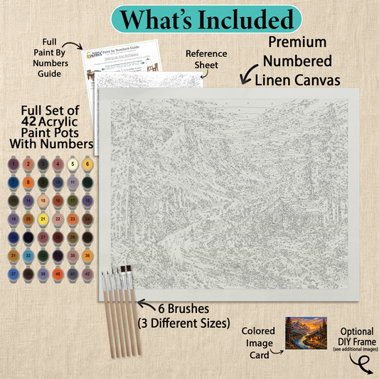 What's included with the Warmth by the Water paint by numbers kit