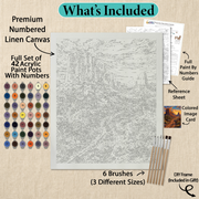 What's included with the Winding Canyon Road DIY frame paint by numbers kit gift