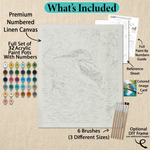 What's included with the kingfisher branch paint by numbers kit